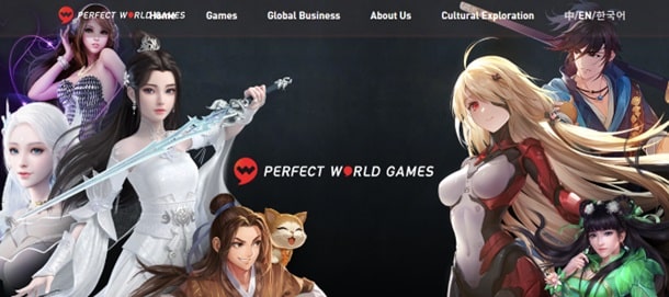 Perfect World Games - Website Homepage