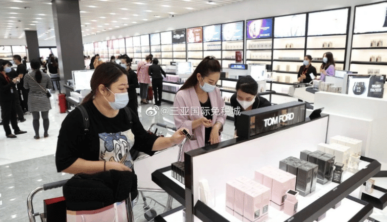 Chinese consumers at a duty-free shop