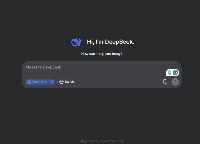 DeepSeek’s Official AI Chat Website Interface