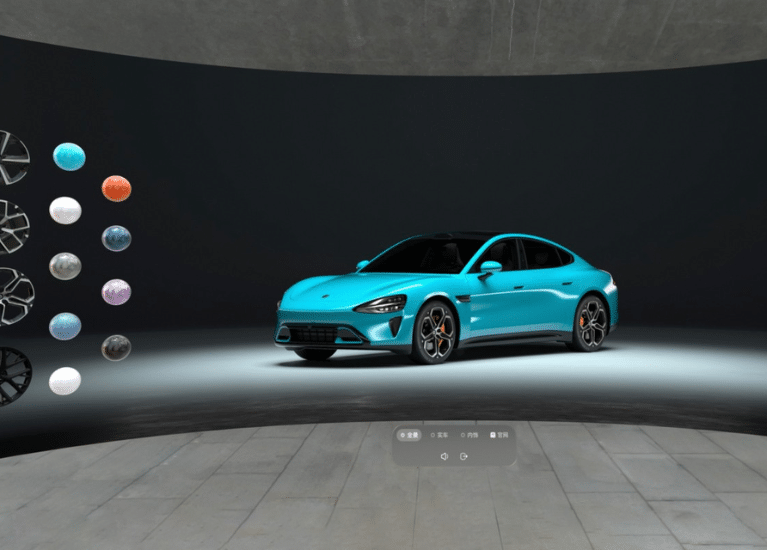 Virtual Simulation of Xiaomi’s SU7 electric sedan on Taobao